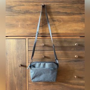 Bellroy City Pouch Plus color Basalt blue gray slim cross body bag for devices